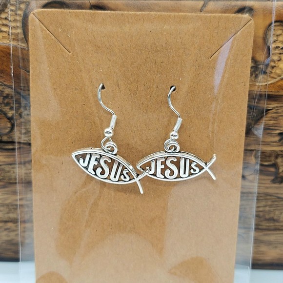 Jesus Fish Earrings - Picture 1 of 2
